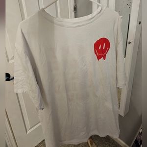 White and red drippy smiley face shirt